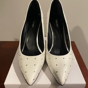 Nine West white leather studded heels 12 BNIB